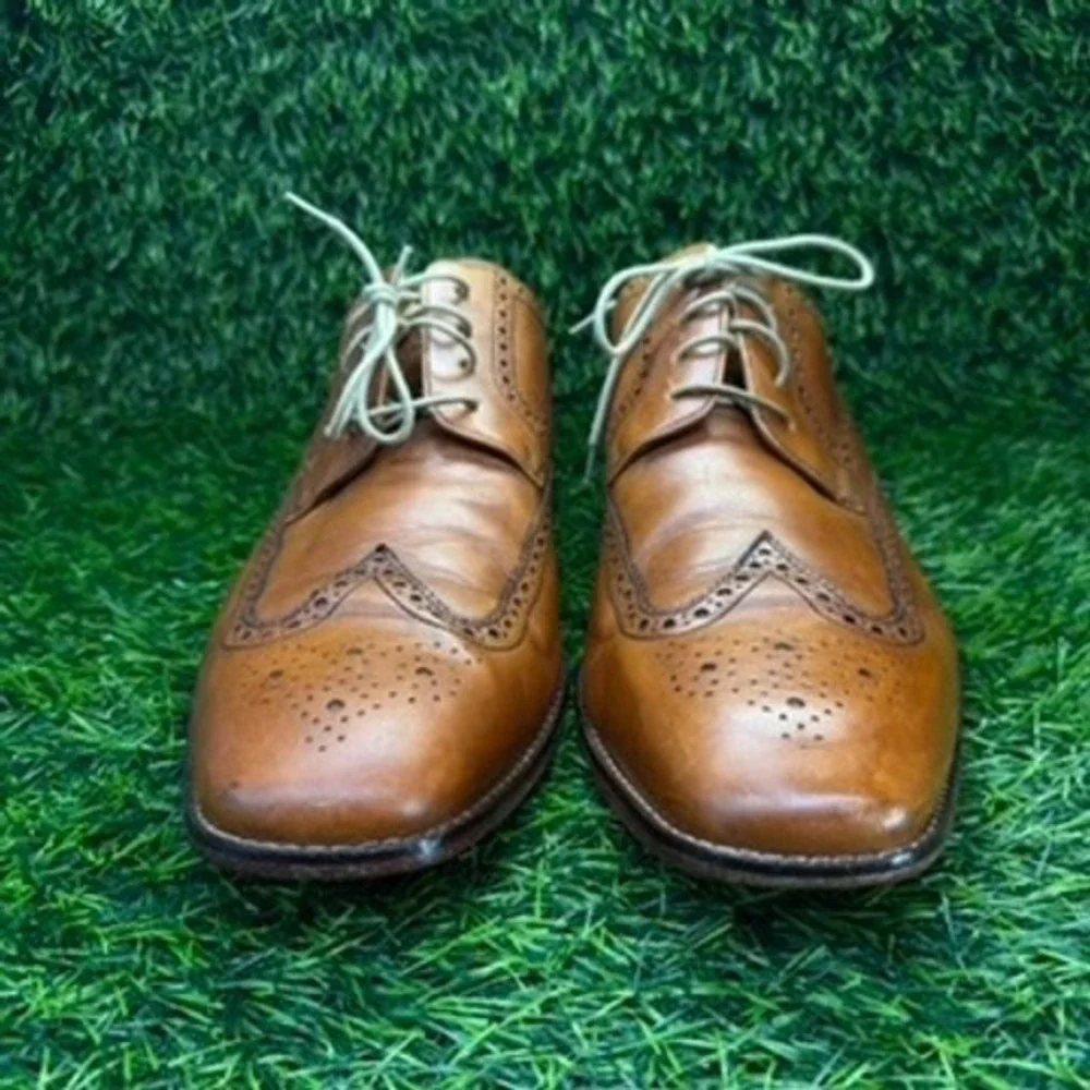 Cole Haan Wingtip Oxfords Mens 15 Tan Leather Nike Air Dress Shoes Brogue Brown